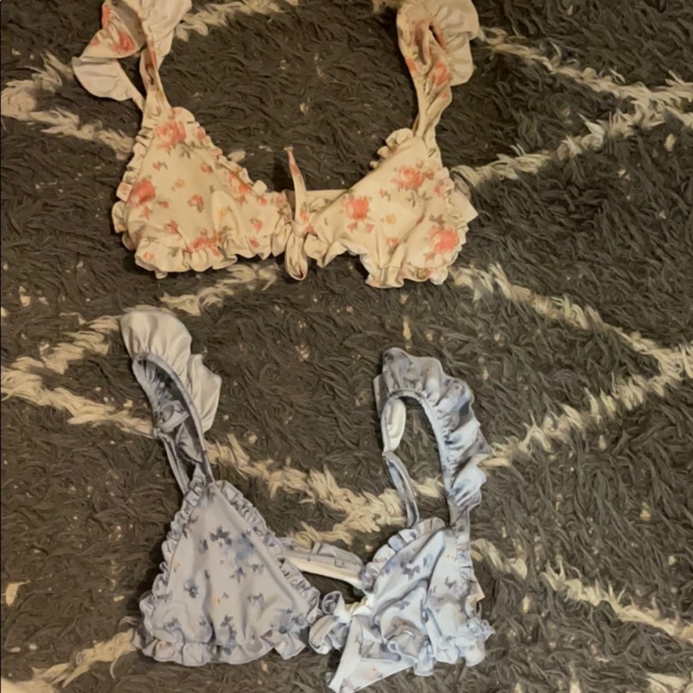 TWO loveshackfancy bathing suit bikini tops